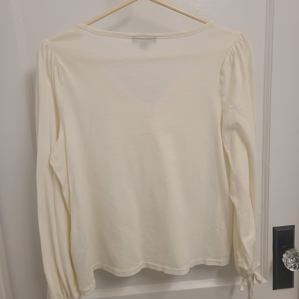 Cream J. Crew Button-Front Top - Picture 2 of 4